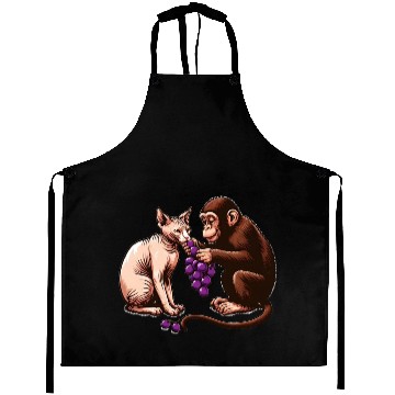 Discover Monkey feeds sphinx cat with grapes Aprons