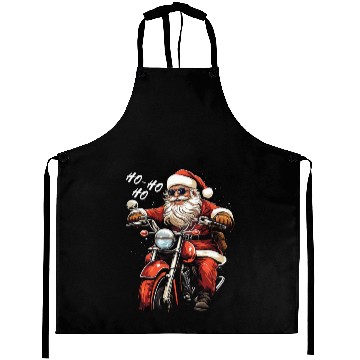 Discover Motorcyclist Santa Claus Motorcycle Christmas Aprons