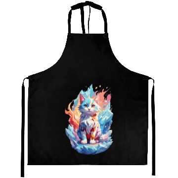 Discover Cute Crystal Fantasy Cat Design Aprons