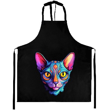 Discover Sphynx Cat kitty Psychedelic Vibrant Colors Aprons