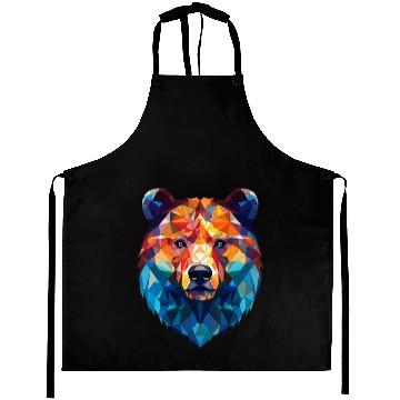 Discover Wild Psychedelic Bear Geometric Vibrant Aprons