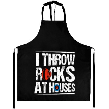 Discover I Throw Rocks At Houses Ice Sport Curling Curler Aprons