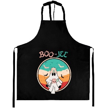 Discover Cute ghost boo-jee Retro Halloween Aprons
