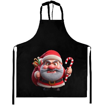 Discover Crazy Santa with Candy Canes Aprons