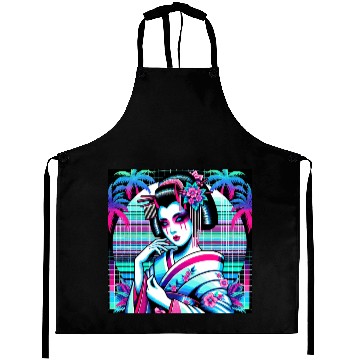 Discover Japan Geisha Retrowave Synthwave Cyberpunk Aprons