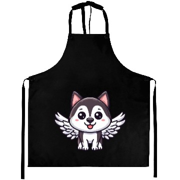 Discover Angel Husky, Winged Comic, Heavenly Dog Aprons