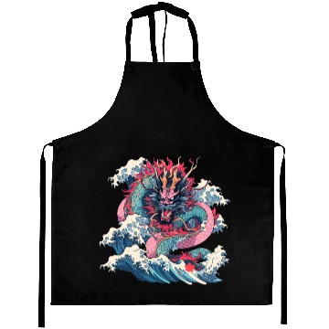 Discover Tokyo Asia 80s Japanese Retro Dragon Dragon Aprons