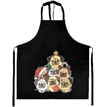 Discover Pug Christmas Tree Funny Animal Christmas Aprons