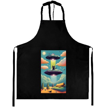 Discover Cats and UFOS Aprons
