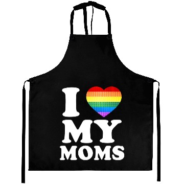 Discover I Love My Moms Rainbow Heart Gay Pride Lgbt Flag Aprons