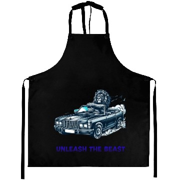 Discover Lion Driving Cool Car Aprons