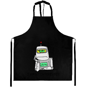 Discover Interested Robot Funny Moody Bored Cartoon Joke Aprons