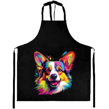 Discover Watercolor Colorful Corgi Aprons