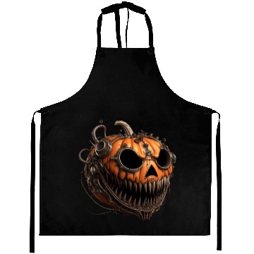 Discover creepy steampunk pumpkin with sharp teeth Aprons