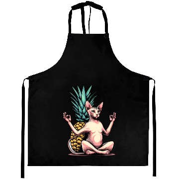 Discover Meditating Sphynx cat with pineapple Aprons