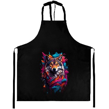 Discover Colorful Wolf Face Aprons