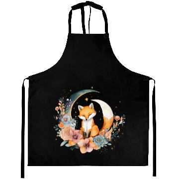 Discover Lunar Lullaby: Cute Fox on the Moon Aprons