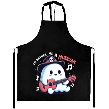 Discover cute ghost playing guitar, Id rather be musician Aprons