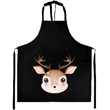 Discover cute deer head in sweet comic style Aprons