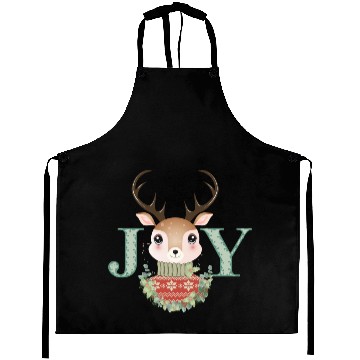 Discover cute deer with sweater and Christmas wreath Aprons