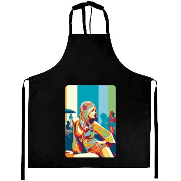 Discover Hippie girl pose on holidays Aprons