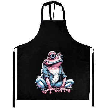 Discover Cute pink frog with denim Aprons