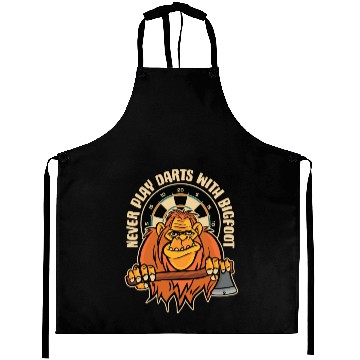 Discover Never Play Darts With Bigfoot Funny Bigfoot Axe Aprons