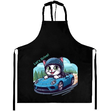 Discover Playful Cat Racing Helmet Aprons