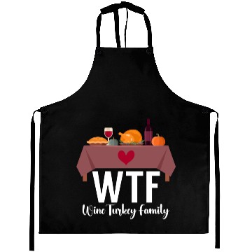 Discover Thanksgiving WTF Wine Turkey Family Fall Harvest Aprons