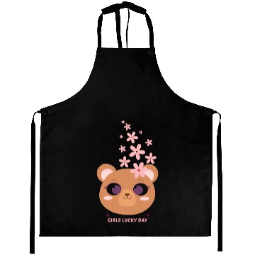 Discover Teddy bear face with flower Aprons