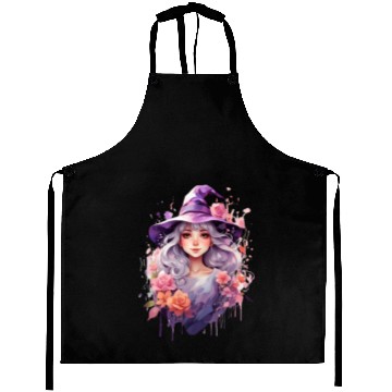 Discover A cute multicolored witch print, fantasy girl. Aprons