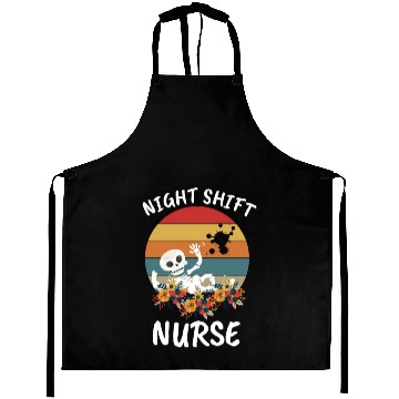 Discover Funny Night Shift Nurse Skeleton Halloween Rn Aprons