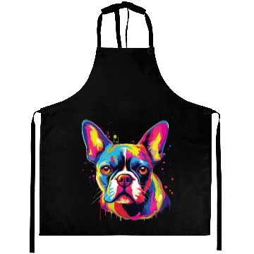Discover Watercolor Colorful Boston Terrier Aprons