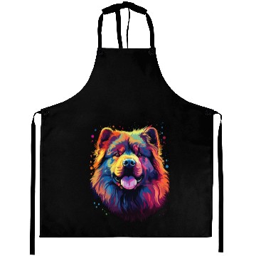 Discover Watercolor Colorful Chow Chow Aprons