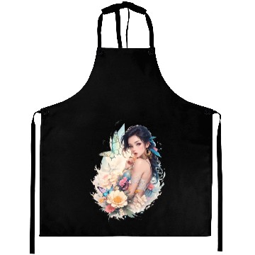 Discover lady flower butterfly Aprons