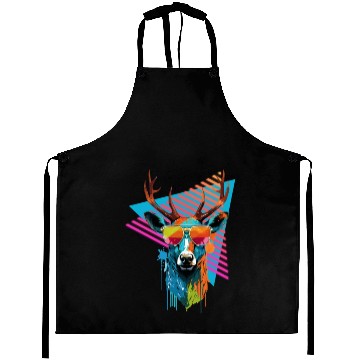 Discover Deer with sunglasses 80s 90s Aprons