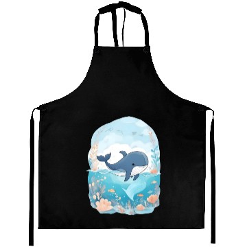 Discover cute whale in cartoon fantasy Aprons