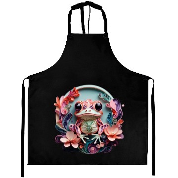 Discover Frog's Floral Embrace Aprons