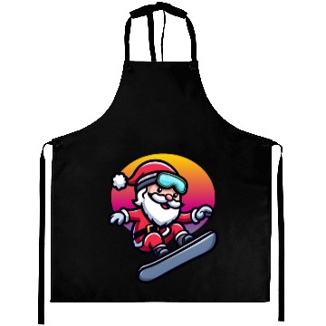 Discover Santa Claus on snowboard Aprons