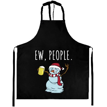 Discover Merry Christmas Ew People Drunk Beer Snowman Aprons