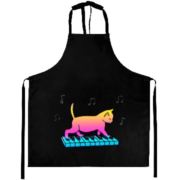 Discover Piano Cat Gift For Cat Lover Aprons