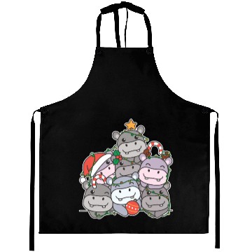 Discover Hippo Christmas Tree Funny Animal Christmas Aprons