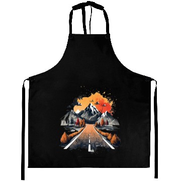 Discover Mountains And Skeletons Double Exposure Watercolor Aprons