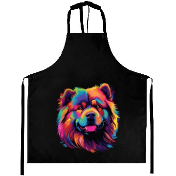 Discover Watercolor Colorful Chow Chow Aprons