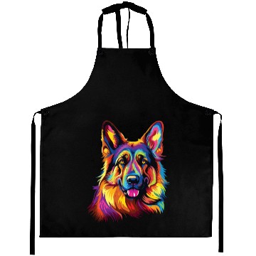 Discover Watercolor Colorful German Shepherd Aprons
