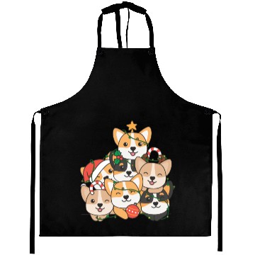 Discover Corgi Christmas Tree Funny Animal Christmas Aprons