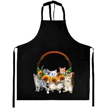 Discover Kittens Sunflowers Gift For Cat LOver Aprons
