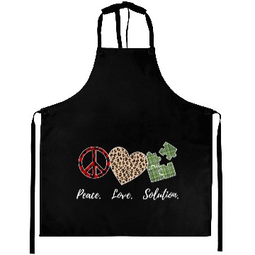Discover Peace, Love, Solution Aprons