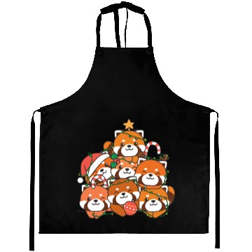 Discover Red Panda Christmas Tree Funny Animal Aprons