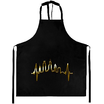 Discover Chicago Skyline Heartbeat USA Heart I Love Chicago Aprons